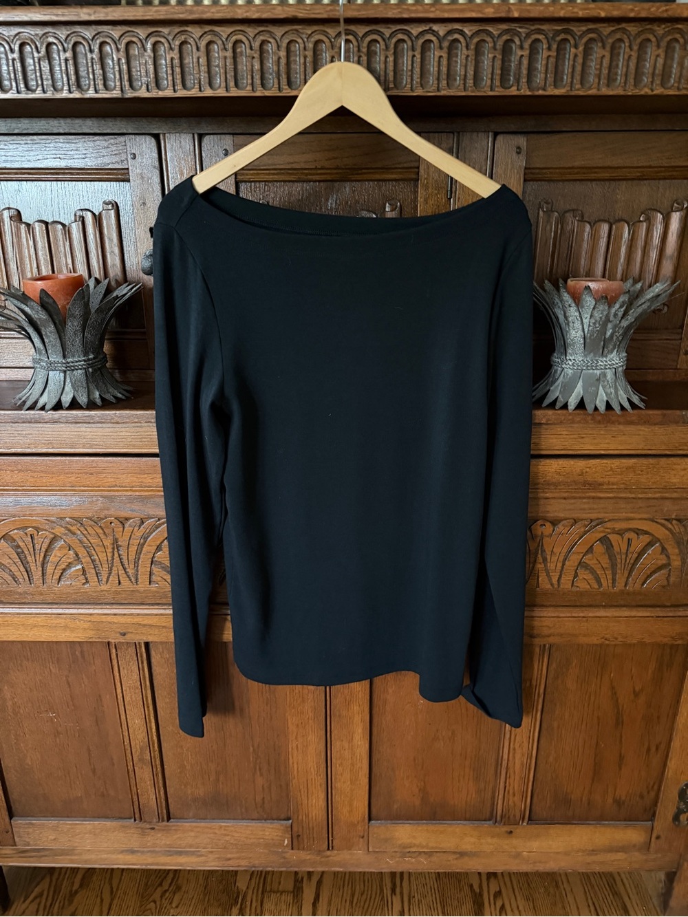 GAP Modern Tee Black Boatneck Long Sleeve Top Size Large Tall